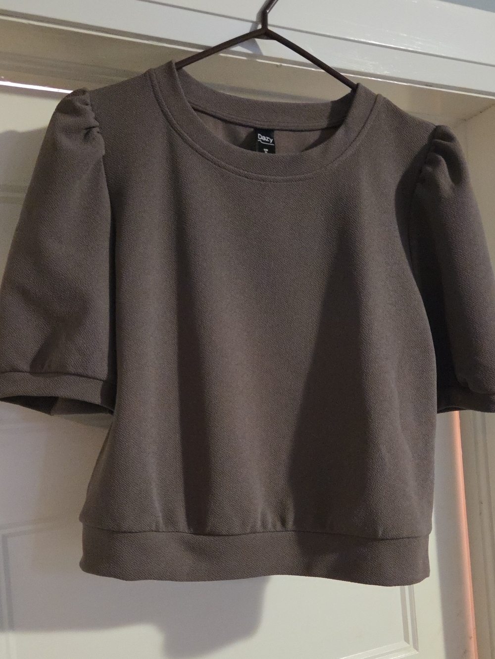 Puff Sleeve Brown Top